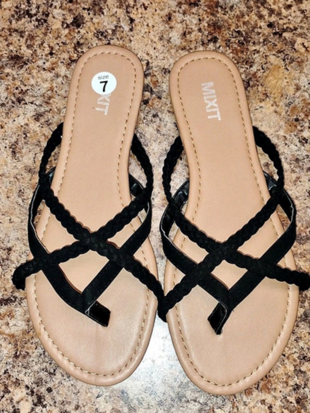 Mixit flat sandals in black Flat Sandals in Black US 7